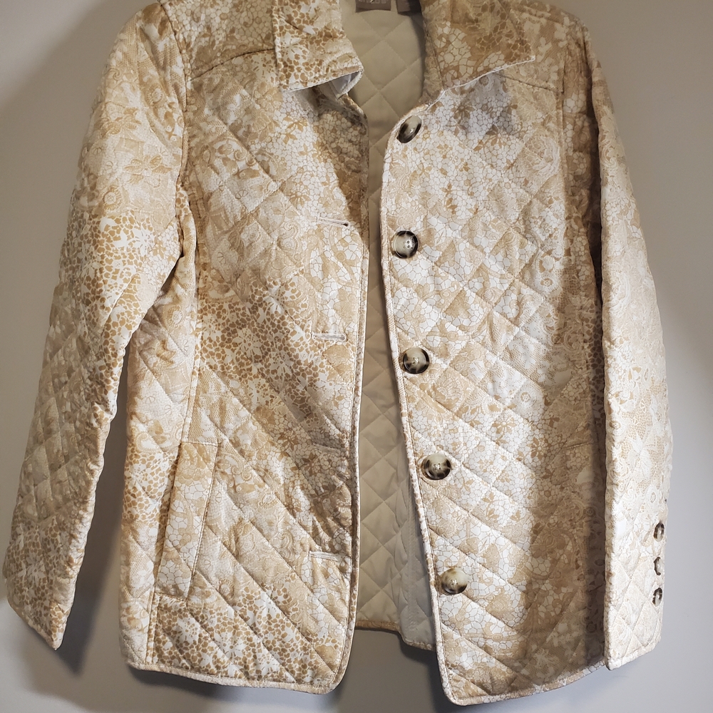 Chico's Beige Patterned Quilted Jacket - image 1
